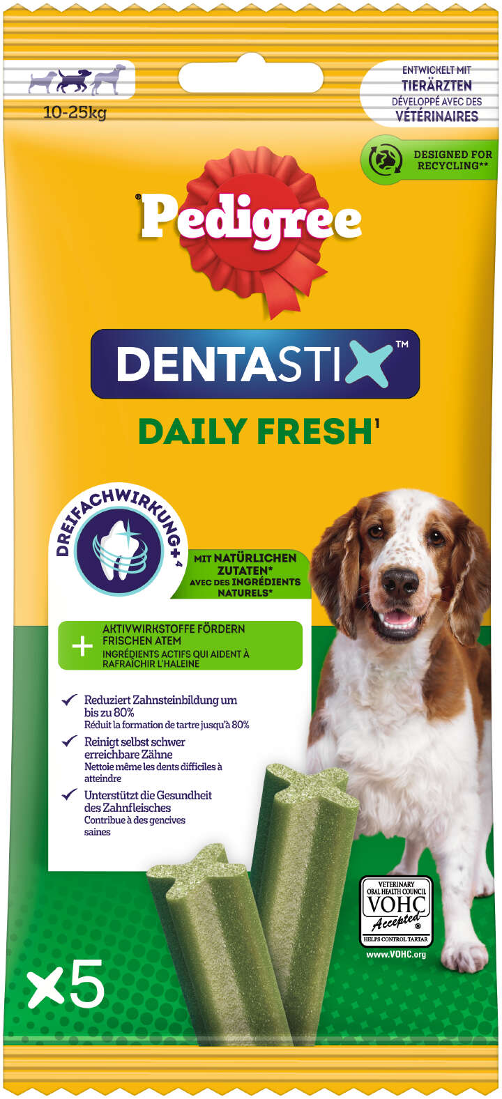 Pedigree Hundeleckerli DentaStix Daily fresh für mittelgroße Hunde